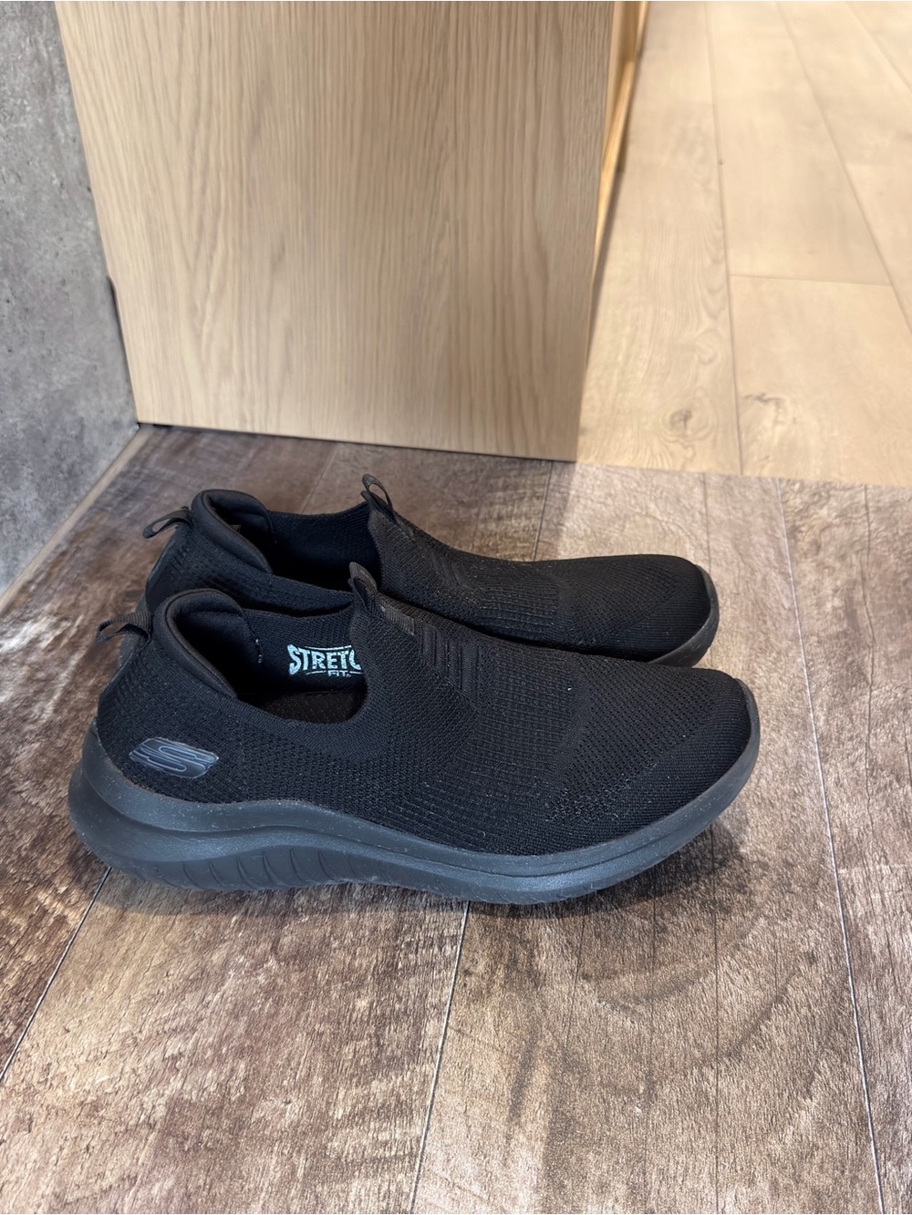 Skechers Men's Black Slip-On Knit Sneakers with Pull Tabs